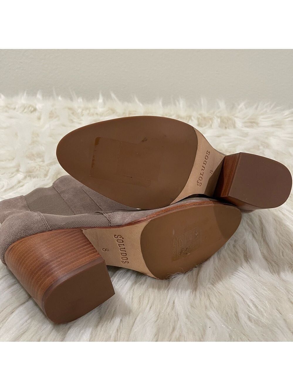Women’s Soludos Taupe Leather Cowhide Heel Booties 8 US! - Picture 5 of 14